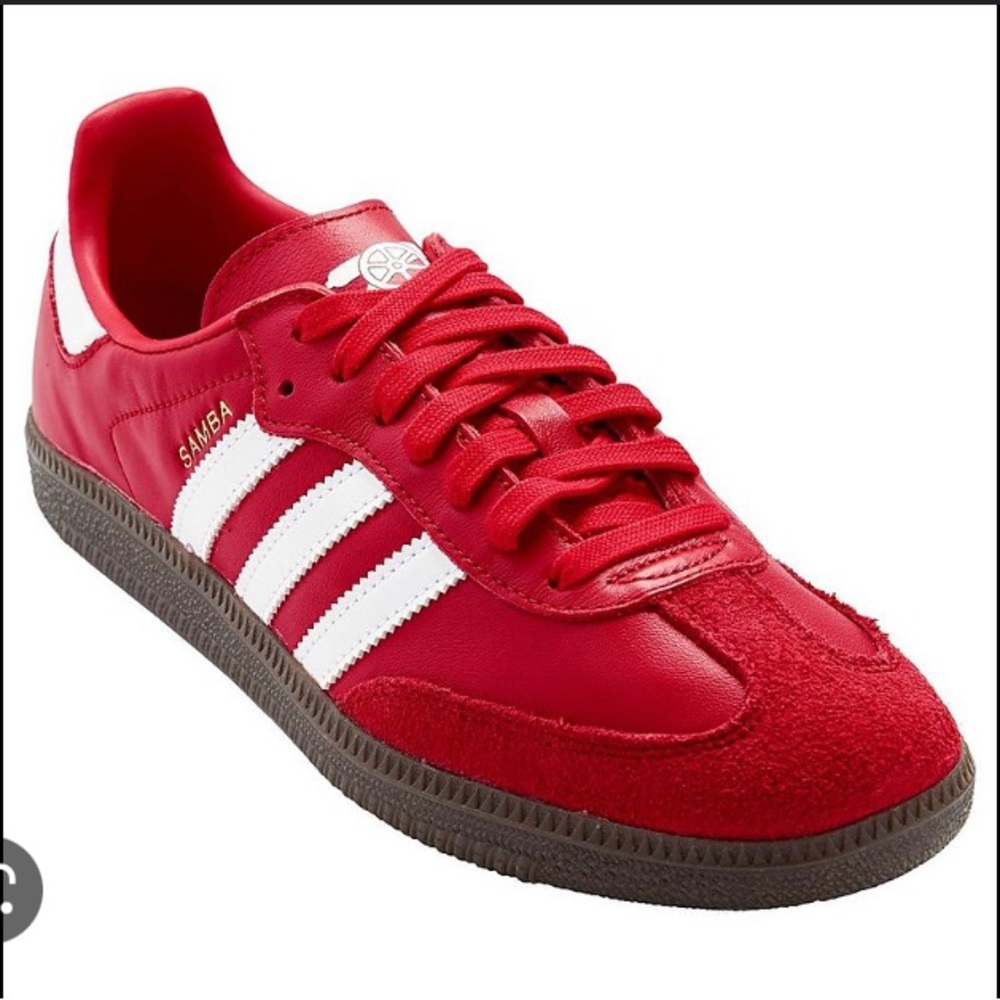 Arsenal edition Sambas by Adidas size 7 men’s or 8.5 women’s.